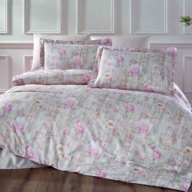 Комплект постельного белья Tivolyo home NOSTALGIA розовый Евро